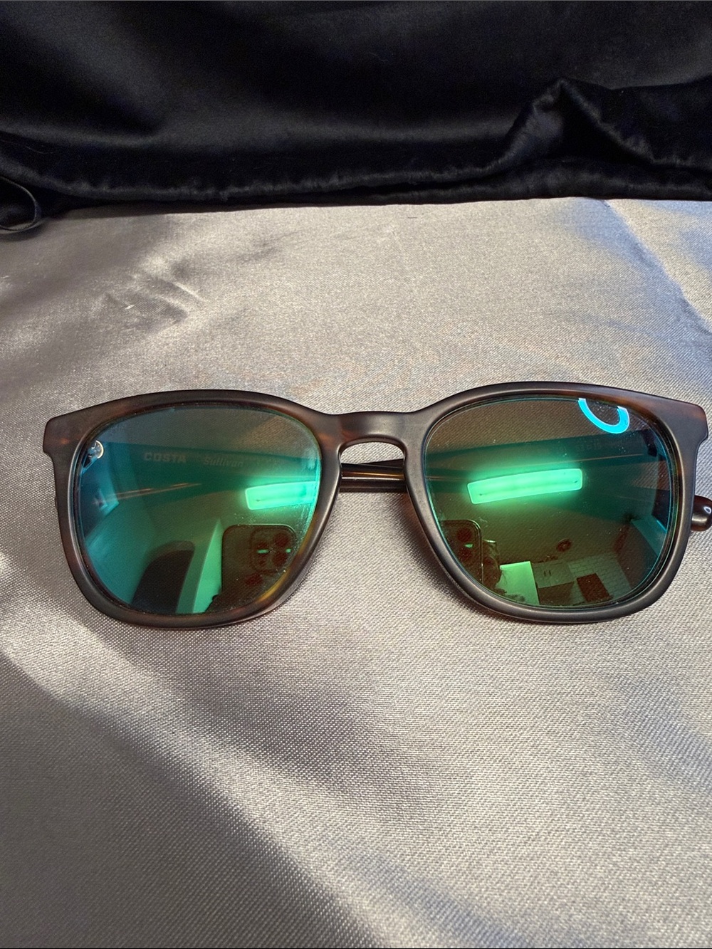 Costa Brown Frame Sunglasses with Blue-Green Mirrored Lenses
